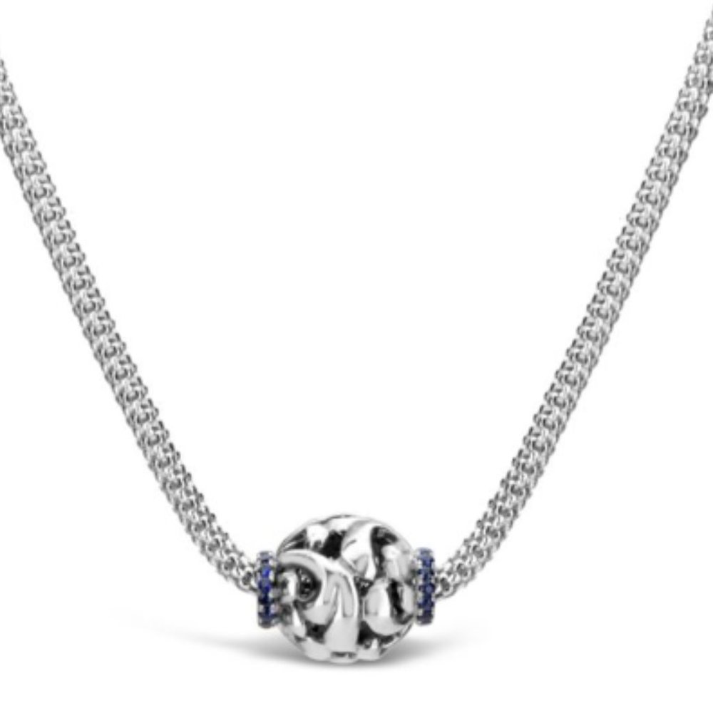 STERLING SILVER SAPPHIRE ACCENT BEAD PENDANT